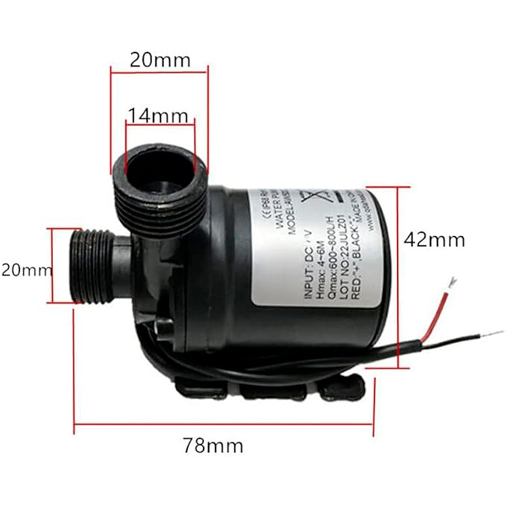 Mini Bomba de Água Sub-Mergivel Ultra Silenciosa, 12V - Preto